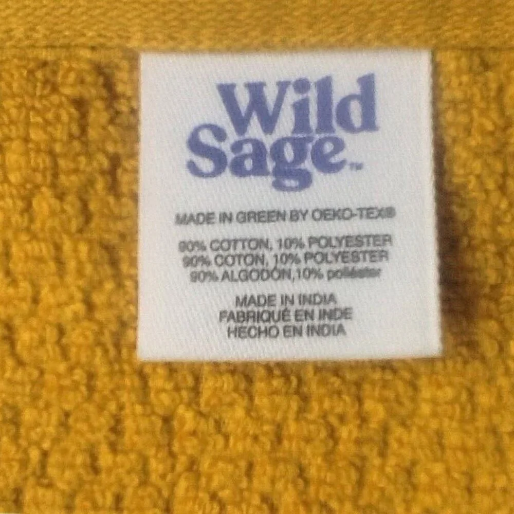 new Wild Sage Savannah 90% Cotton BATH Towels = 2 Yolk Yellow + 2 Bijou Blue